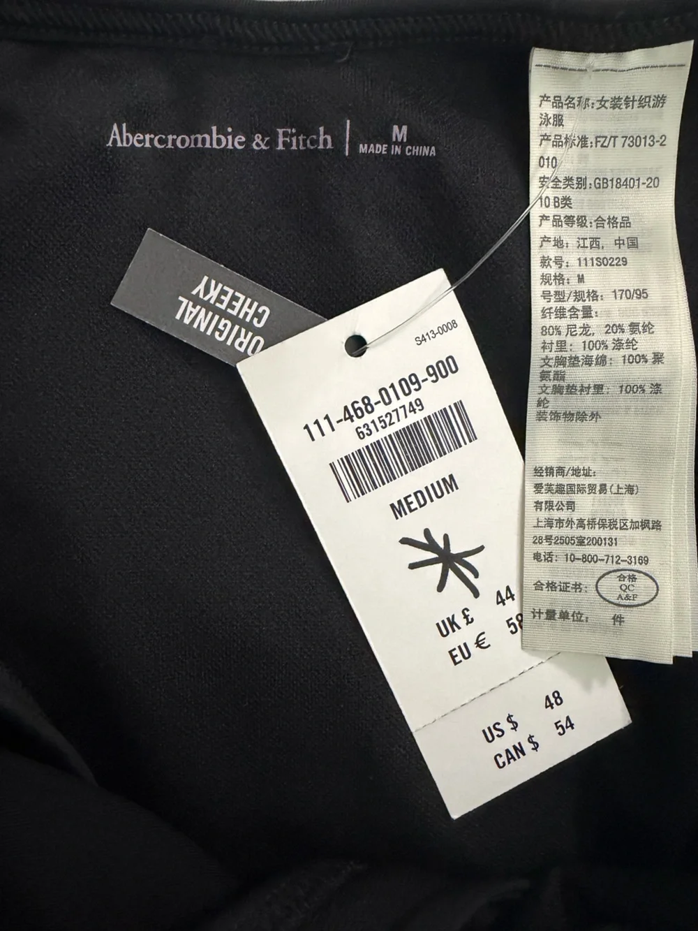 Abercrombie & Fitch Black V-Neck One-Piece Swimsuit